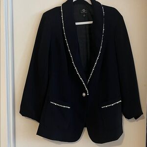 G by Giuliana Black Blazer with Pearl Trim